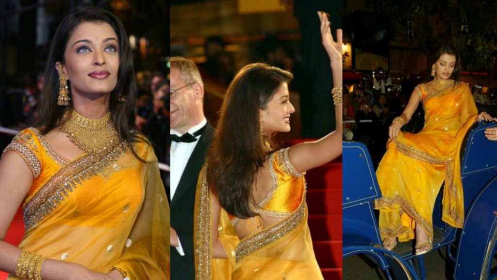 aishwarya rai gold saree